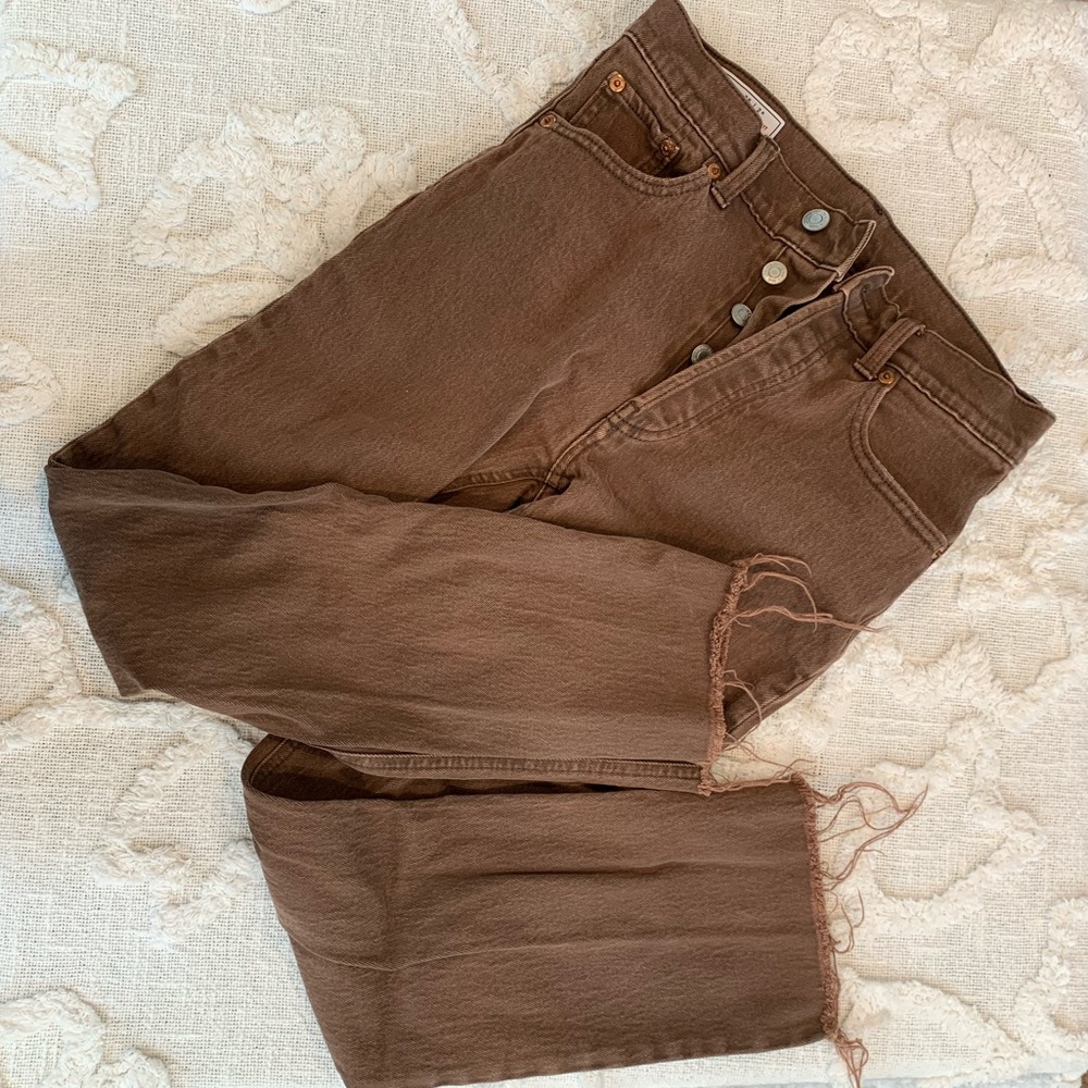 Brown cheeky straight high rise